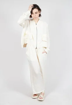 Rundholz Dip Jackets^Cropped Lightweight Jacket with Ribbed Stand Collar in Greige