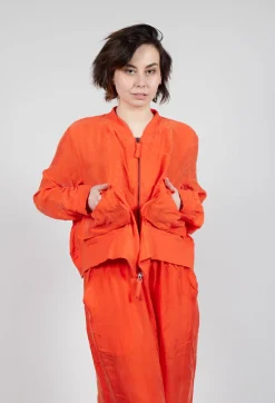 Rundholz Dip Jackets^Cropped Lightweight Jacket with Ribbed Stand Collar in Mandarine