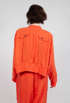 Rundholz Dip Jackets^Cropped Lightweight Jacket with Ribbed Stand Collar in Mandarine