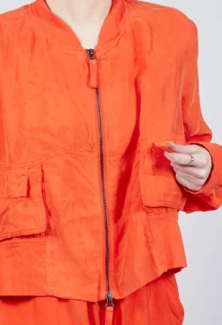 Rundholz Dip Jackets^Cropped Lightweight Jacket with Ribbed Stand Collar in Mandarine