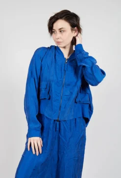 Rundholz Dip Jackets^Cropped Lightweight Jacket with Ribbed Stand Collar in Royal
