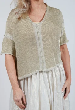Rundholz Mainline Jumpers^Cropped Metallic Knit in Gold