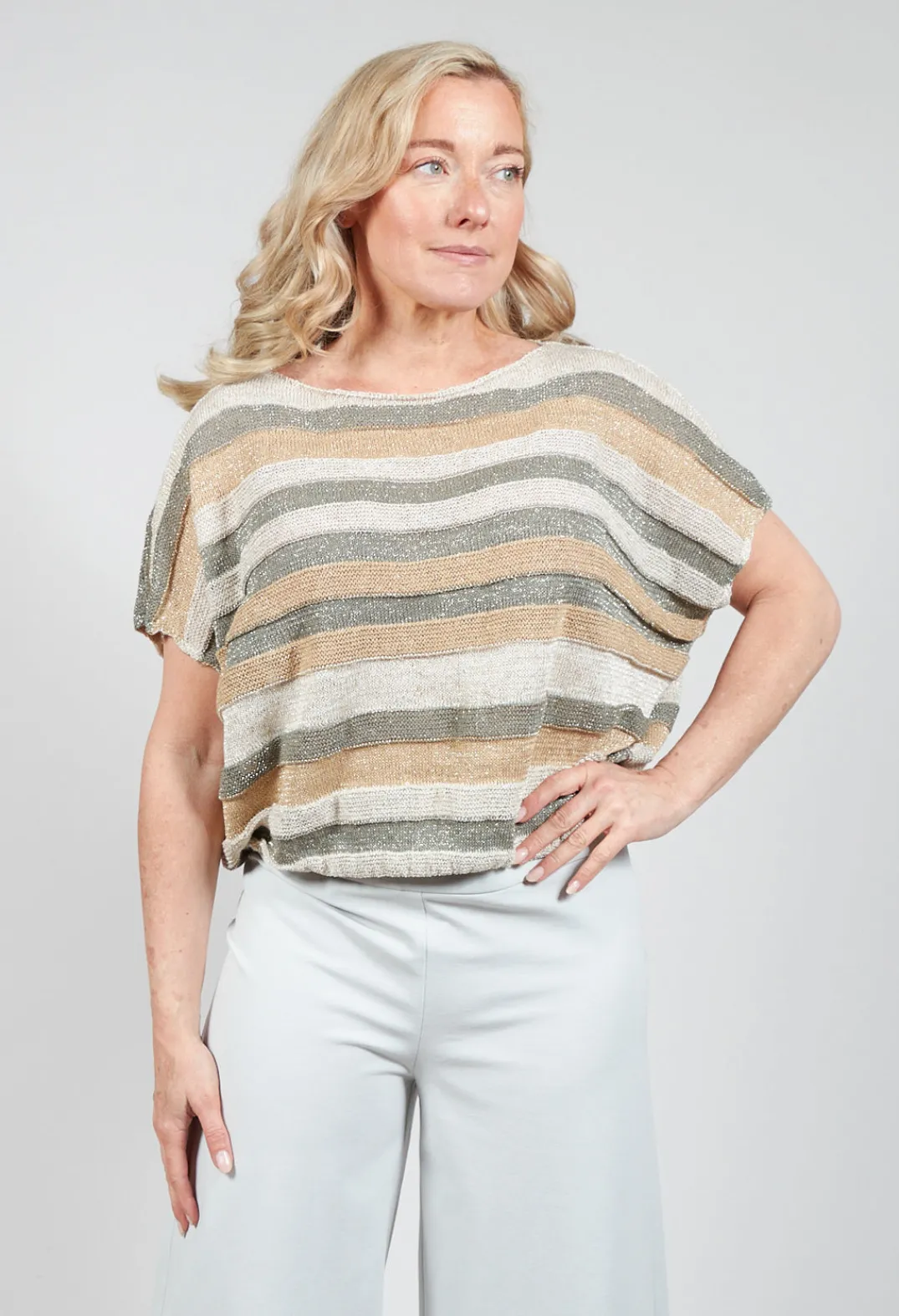Sarah Pacini Jumpers^Cropped Metallic Stripe Knit