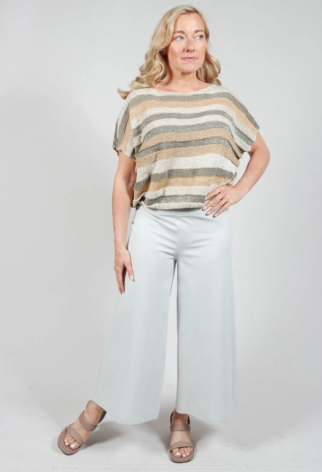 Sarah Pacini Jumpers^Cropped Metallic Stripe Knit