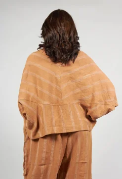 Moyuru Jackets^Cropped Open Front Jacket in Brown Stripe