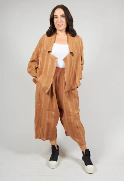Moyuru Jackets^Cropped Open Front Jacket in Brown Stripe