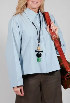 Les Filles d'Ailleurs Tops^Cropped Patch Pocket Shirt in Blue