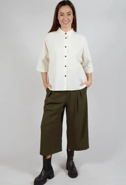 SOH Trousers^Cropped Pleated Trousers in Olive