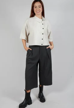 SOH Trousers^Cropped Pleated Trousers in Charcoal