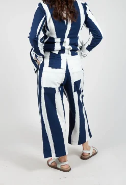 Rundholz Black Label Trousers^Cropped Pull On Trousers in Navy Print