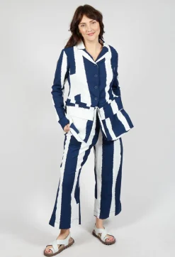 Rundholz Black Label Trousers^Cropped Pull On Trousers in Navy Print