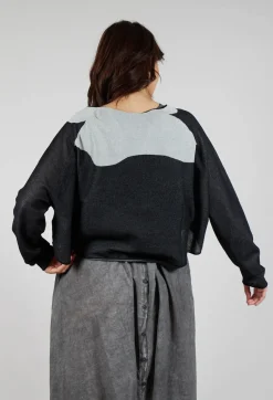 Rundholz Black Label Jumpers^Cropped Pullover with High Low Hem in Black Jacquard