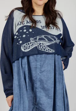 Rundholz Black Label Jumpers^Cropped Pullover with High Low Hem in Navy Jacquard