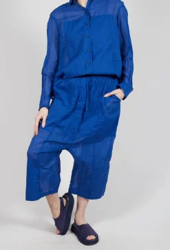 Rundholz Dip Trousers^Cropped Sheer Crinkled Trousers in Royal Paper