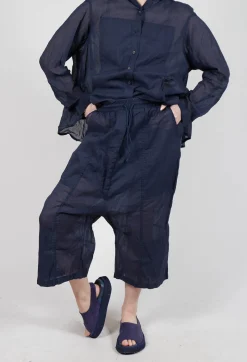 Rundholz Dip Trousers^Cropped Sheer Crinkled Trousers in Ink Paper