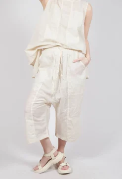 Rundholz Dip Trousers^Cropped Sheer Crinkled Trousers in Greige Paper