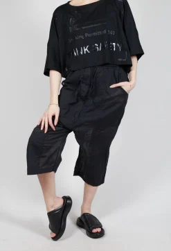 Rundholz Dip Trousers^Cropped Sheer Crinkled Trousers in Black Paper