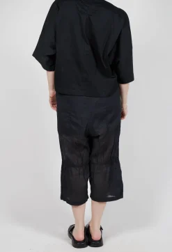 Rundholz Dip Trousers^Cropped Sheer Crinkled Trousers in Black Paper