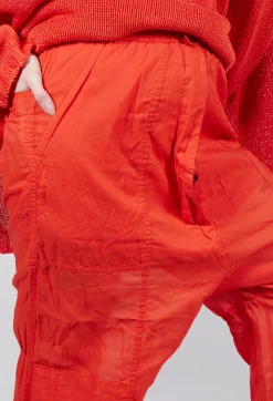 Rundholz Dip Trousers^Cropped Sheer Crinkled Trousers in Mandarine Paper