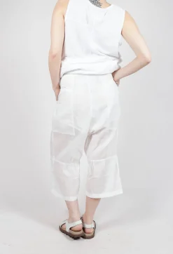 Rundholz Dip Trousers^Cropped Sheer Crinkled Trousers in Semi Bleach Paper