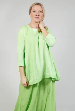 Rundholz Black Label Tops^Cropped Sleeve Top with Drawstring Hem in Lime Print