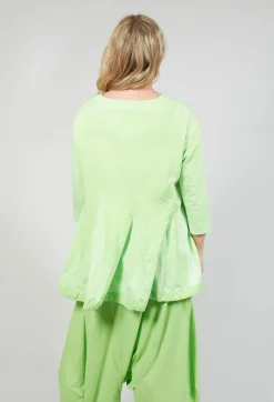 Rundholz Black Label Tops^Cropped Sleeve Top with Drawstring Hem in Lime Print