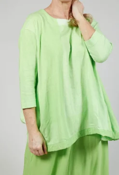 Rundholz Black Label Tops^Cropped Sleeve Top with Drawstring Hem in Lime Print