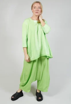 Rundholz Black Label Tops^Cropped Sleeve Top with Drawstring Hem in Lime Print