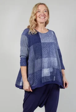 Rundholz Black Label Tops^Cropped Sleeve Top with Drawstring Hem in Azur Print