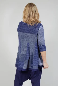 Rundholz Black Label Tops^Cropped Sleeve Top with Drawstring Hem in Azur Print