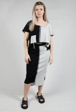 Philomena Christ Tops^Cropped Stitch Top in Black and Silver