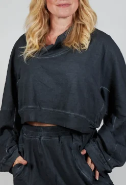 Rundholz Dip Tops^Cropped Sweatshirt in Coal Cloud