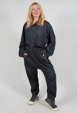 Rundholz Dip Tops^Cropped Sweatshirt in Coal Cloud