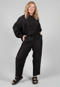 Sanctamuerte Trousers^Cropped Trousers in Lino Crush Nero