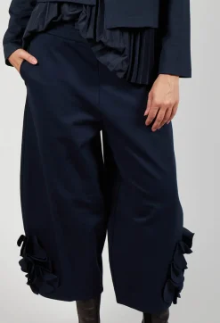Mei Meij Trousers^Cropped Trousers with Embellishment Detail in Blue Nights