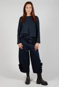 Mei Meij Trousers^Cropped Trousers with Embellishment Detail in Blue Nights