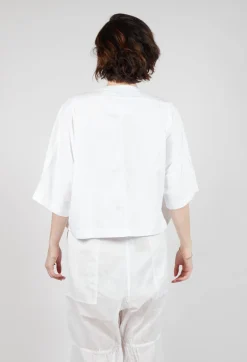 Rundholz Dip Tops^Cropped T-Shirt with Square Neckline in Bleach and Black Print