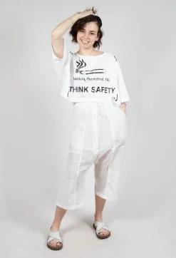 Rundholz Dip Tops^Cropped T-Shirt with Square Neckline in Bleach and Black Print
