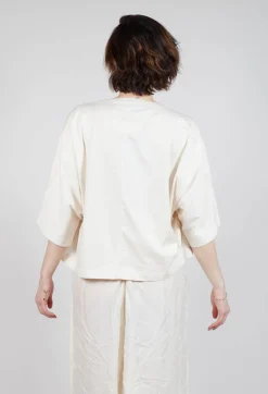 Rundholz Dip Tops^Cropped T-Shirt with Square Neckline in Greige and Greige Print