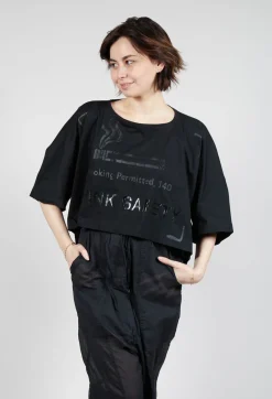 Rundholz Dip Tops^Cropped T-Shirt with Square Neckline in Black and Black Print