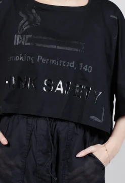 Rundholz Dip Tops^Cropped T-Shirt with Square Neckline in Black and Black Print