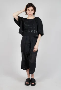Rundholz Dip Tops^Cropped T-Shirt with Square Neckline in Black and Black Print