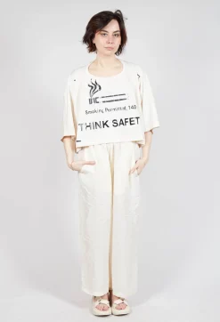 Rundholz Dip Tops^Cropped T-Shirt with Square Neckline in Greige and Black Print