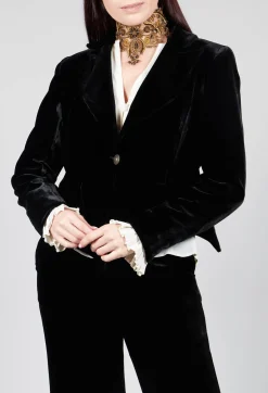 T.ba Jackets^Cropped Velvet Jacket in Black