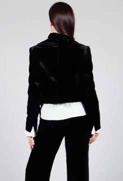 T.ba Jackets^Cropped Velvet Jacket in Black