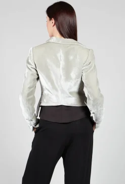 T.ba Jackets^Cropped Velvet Jacket in Pearl Grey