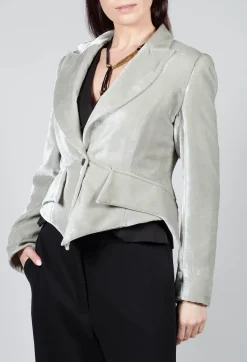 T.ba Jackets^Cropped Velvet Jacket in Pearl Grey