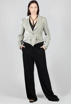 T.ba Jackets^Cropped Velvet Jacket in Pearl Grey