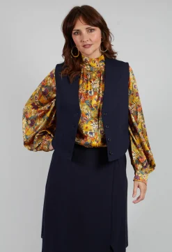 Mei Meij Jackets^Cropped Waistcoat in Blue Nights