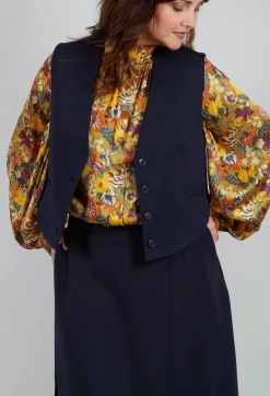 Mei Meij Jackets^Cropped Waistcoat in Blue Nights